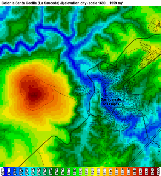 Colonia Santa Cecilia (La Sauceda) elevation map