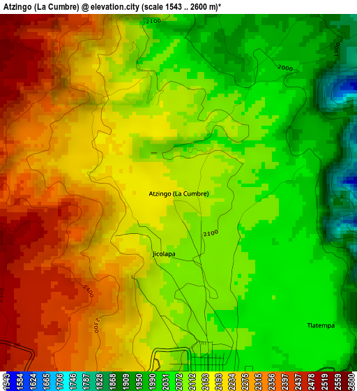 Atzingo (La Cumbre) elevation map