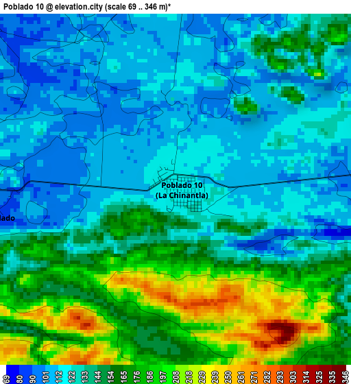 Poblado 10 elevation map