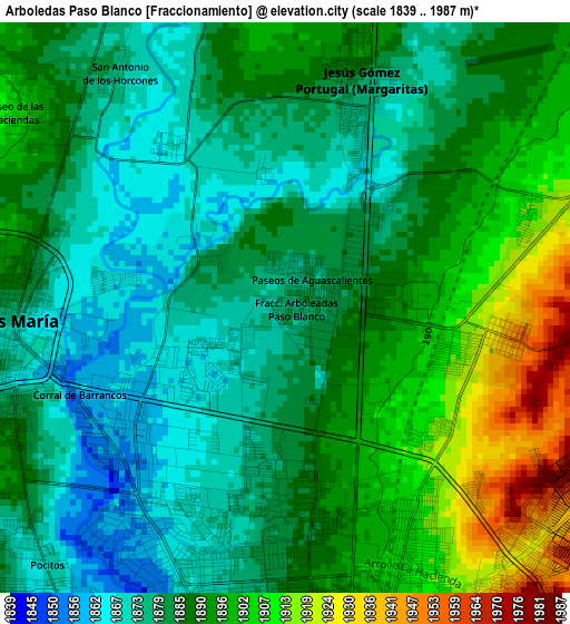 Arboledas Paso Blanco [Fraccionamiento] elevation map