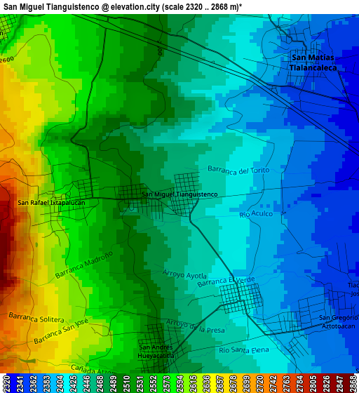 San Miguel Tianguistenco elevation map