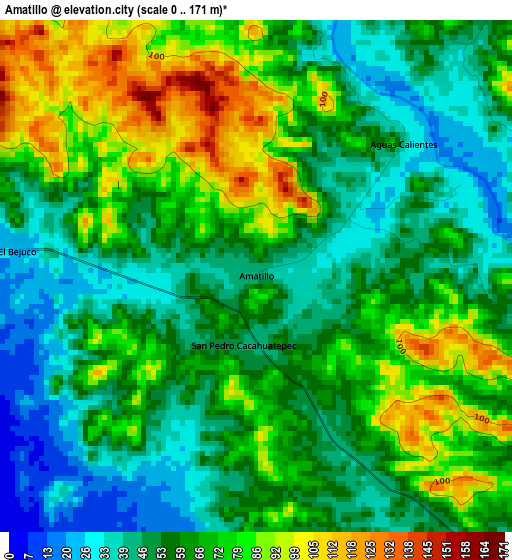 Amatillo elevation map