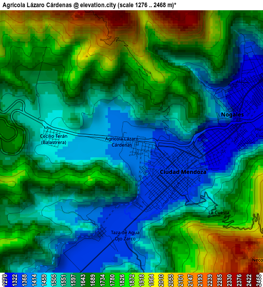 Agrícola Lázaro Cárdenas elevation map