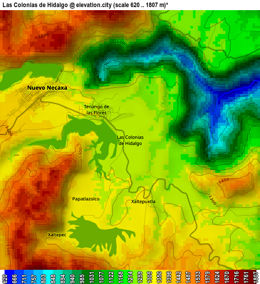 Las Colonias de Hidalgo elevation map