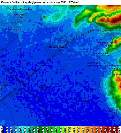 Colonia Emiliano Zapata elevation map