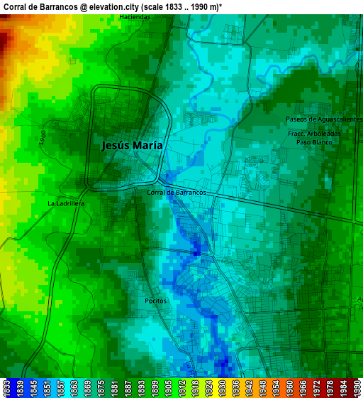 Corral de Barrancos elevation map