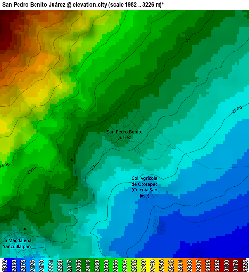 San Pedro Benito Juárez elevation map