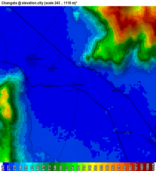 Changata elevation map