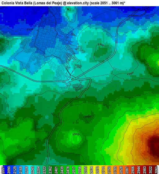 Colonia Vista Bella (Lomas del Peaje) elevation map