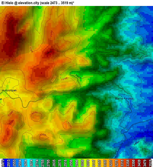 El Hielo elevation map