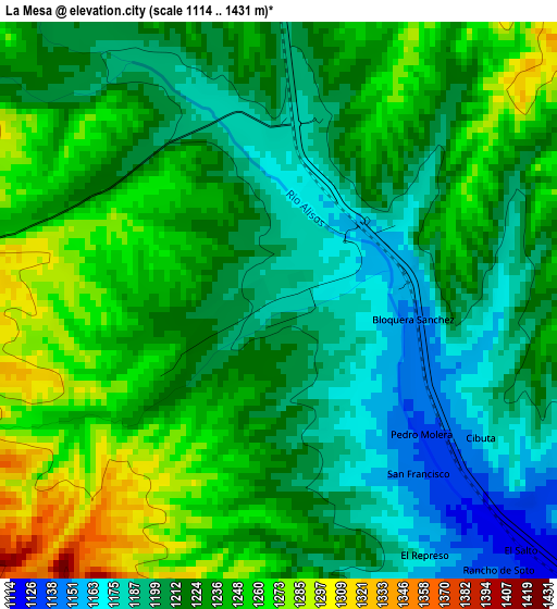 La Mesa elevation map