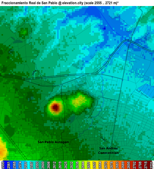 Fraccionamiento Real de San Pablo elevation map