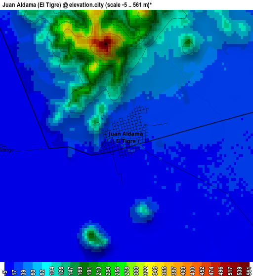 Juan Aldama (El Tigre) elevation map