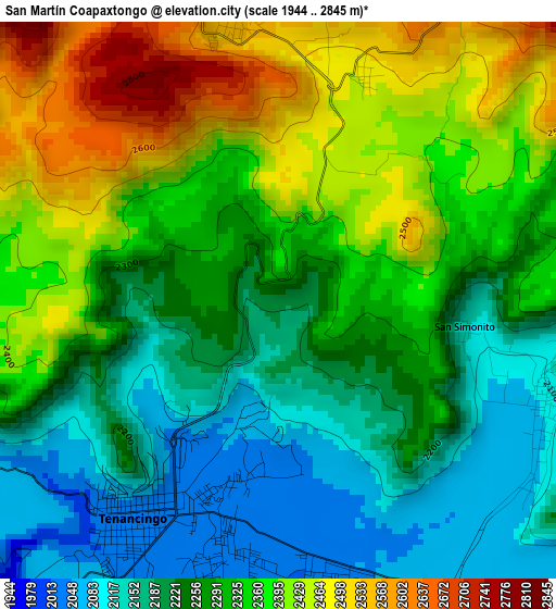 San Martín Coapaxtongo elevation map