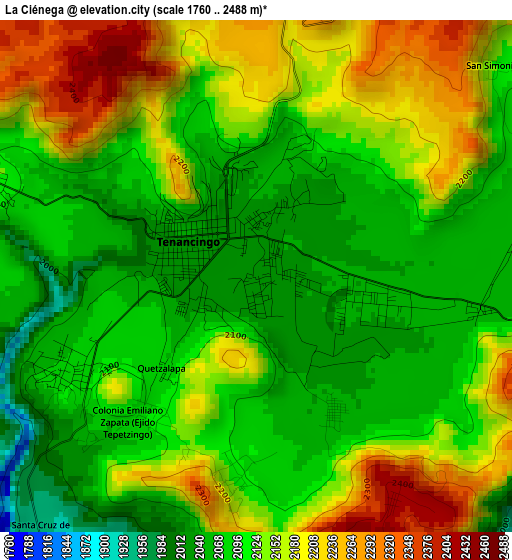 La Ciénega elevation map