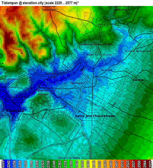 Tlatempan elevation map