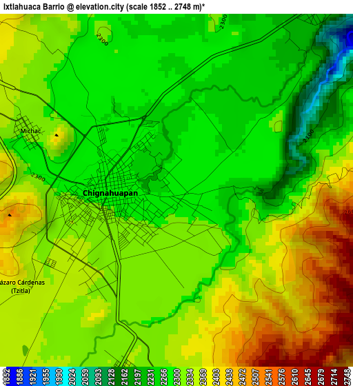 Ixtlahuaca Barrio elevation map