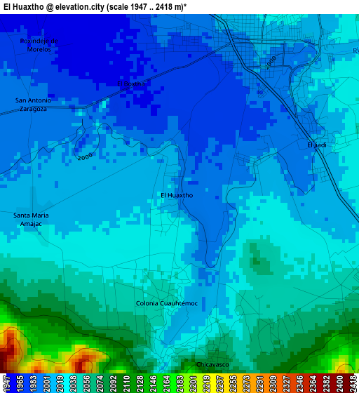 El Huaxtho elevation map