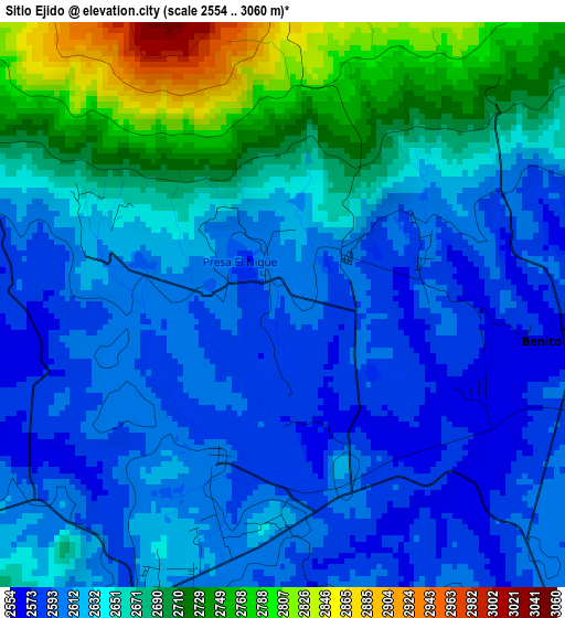 Sitio Ejido elevation map