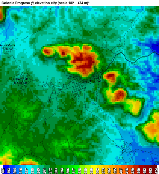 Colonia Progreso elevation map