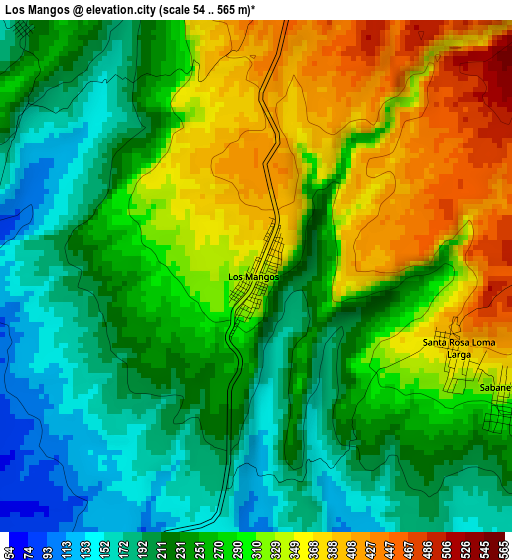 Los Mangos elevation map