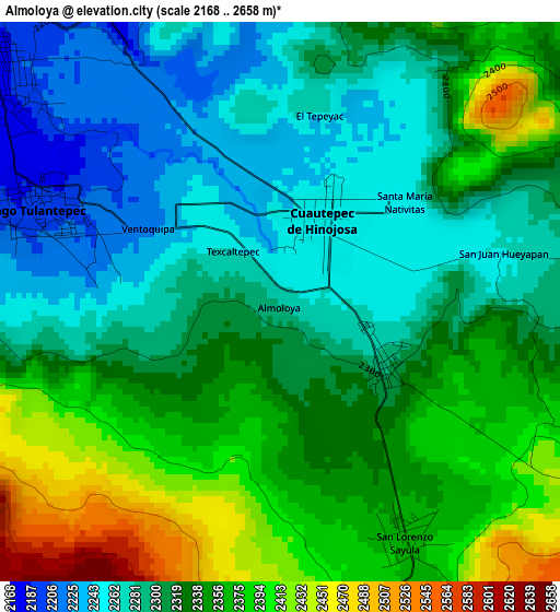 Almoloya elevation map