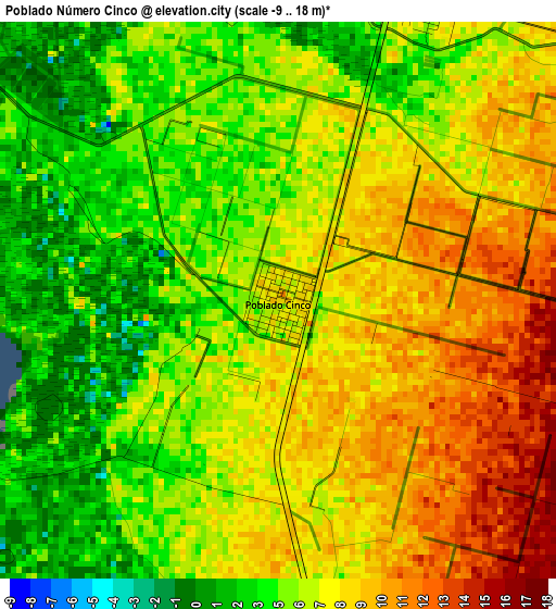 Poblado Número Cinco elevation map