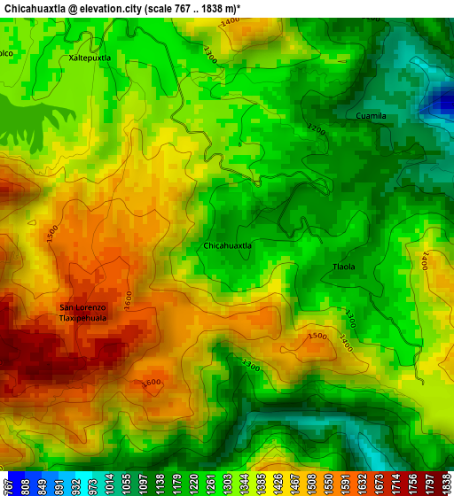 Chicahuaxtla elevation map