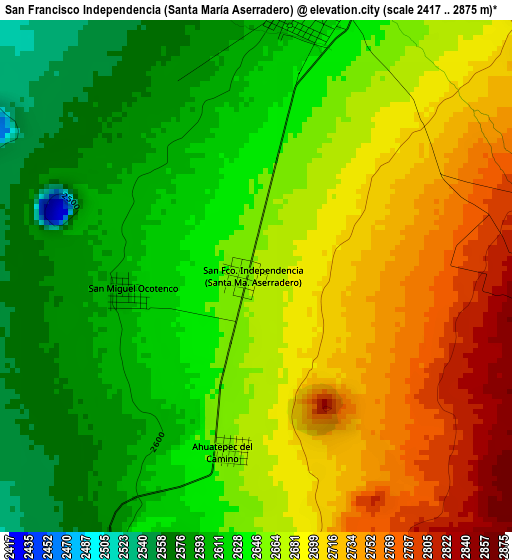 San Francisco Independencia (Santa María Aserradero) elevation map