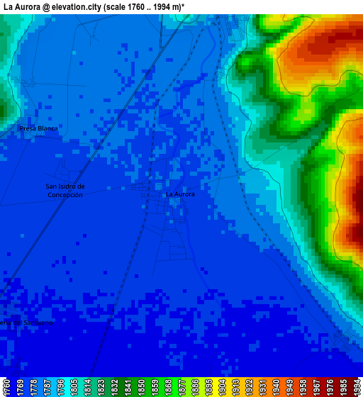 La Aurora elevation map