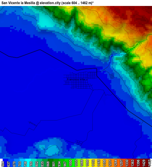 San Vicente la Mesilla elevation map