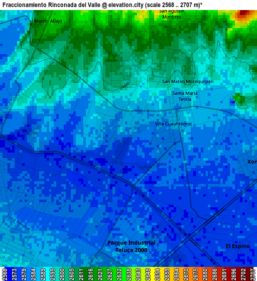 Fraccionamiento Rinconada del Valle elevation map