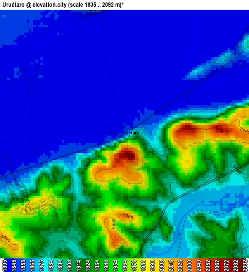Uruétaro elevation map