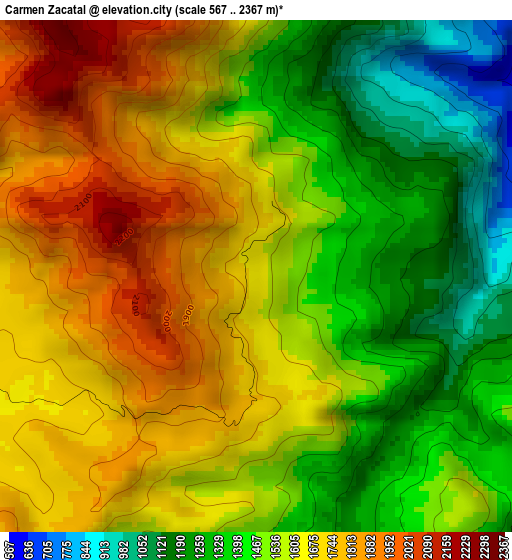 Carmen Zacatal elevation map