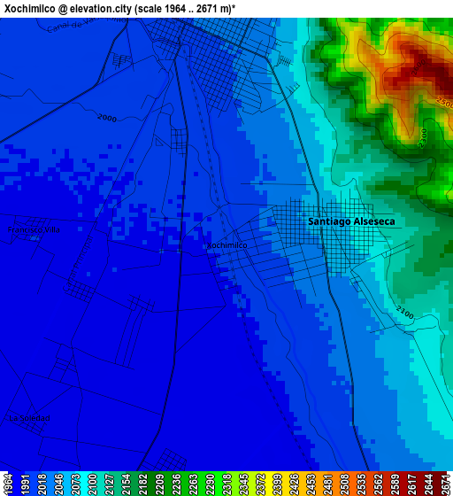 Xochimilco elevation map