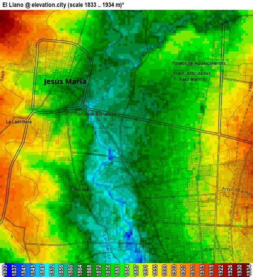 El Llano elevation map