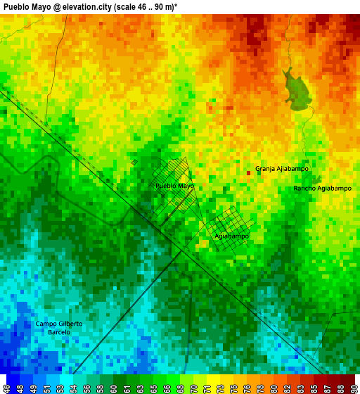 Pueblo Mayo elevation map