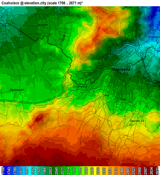 Coahuixco elevation map