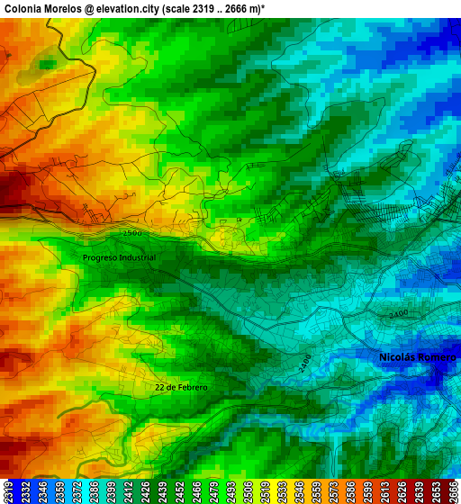 Colonia Morelos elevation map