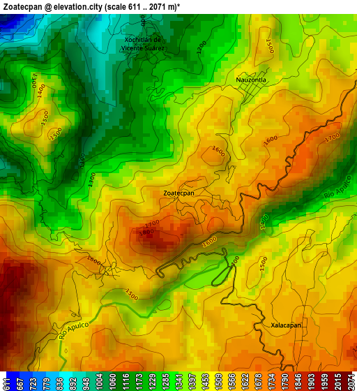 Zoatecpan elevation map