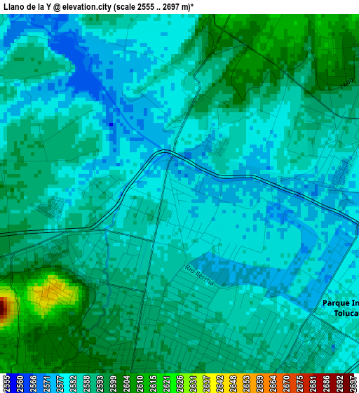 Llano de la Y elevation map