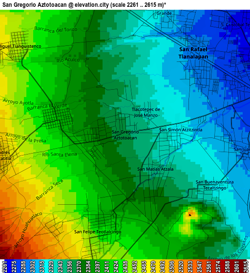 San Gregorio Aztotoacan elevation map