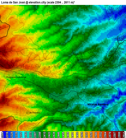 Loma de San José elevation map