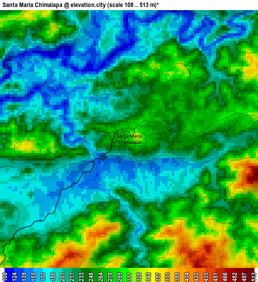 Santa María Chimalapa elevation map