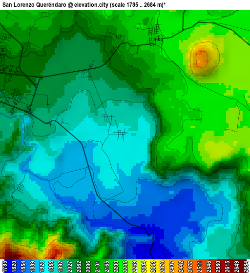 San Lorenzo Queréndaro elevation map