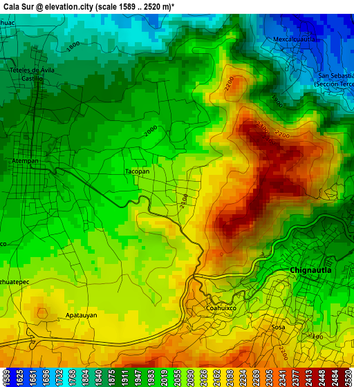 Cala Sur elevation map