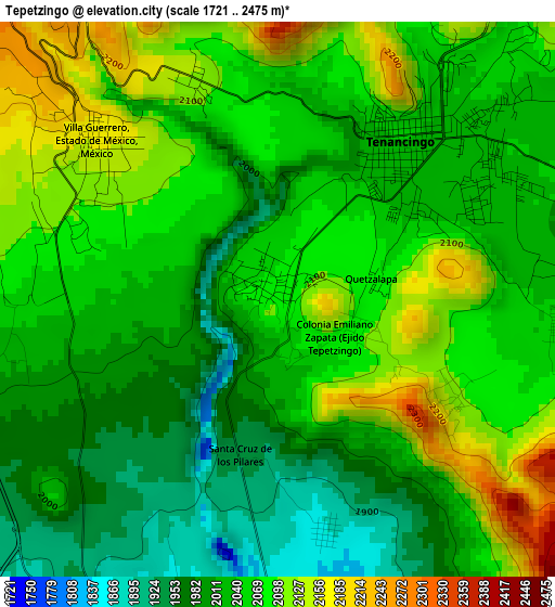 Tepetzingo elevation map