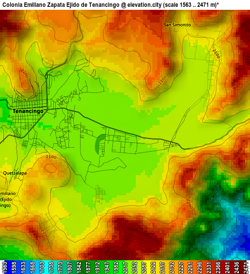 Colonia Emiliano Zapata Ejido de Tenancingo elevation map