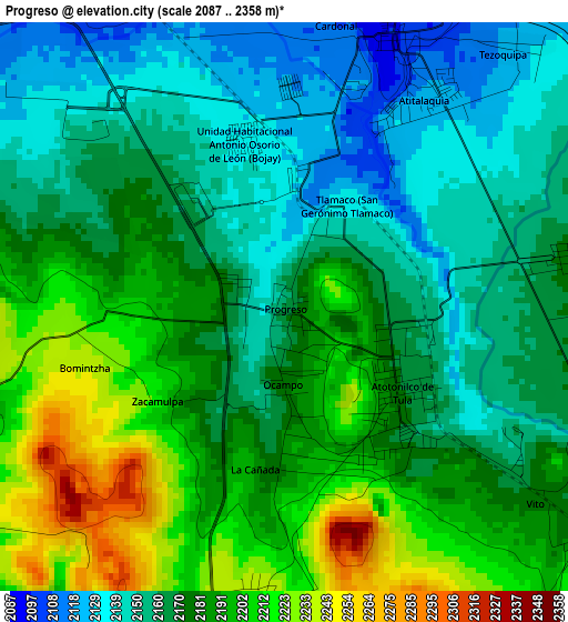 Progreso elevation map