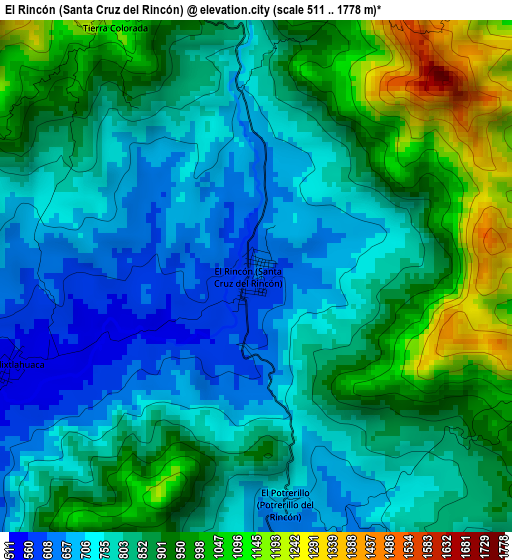 El Rincón (Santa Cruz del Rincón) elevation map